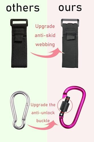 [Upgrade]Baby Stroller Hook with Locking, Carry 30 lbs per Stroller Clip, Baby Stroller Accessories & Car Seat Hook for Hanging Diaper Bag, Golf, Shopping and Pet Cart (2 Pcs + Nylon + Black)