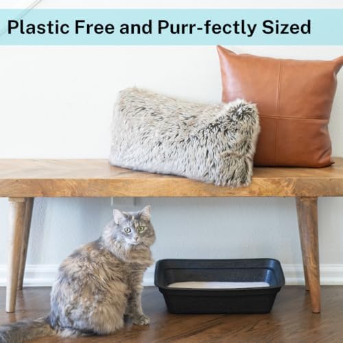 Luli & Cat Disposable Litter Boxes for Cats | Large Sized Black Colored 4-Pack | Durable and Water Resistant