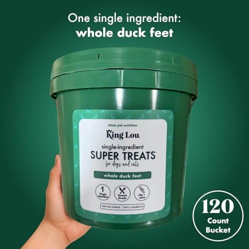 King Lou Pets Whole Duck Feet for Dogs, Dehydrated Treats, 120 Count