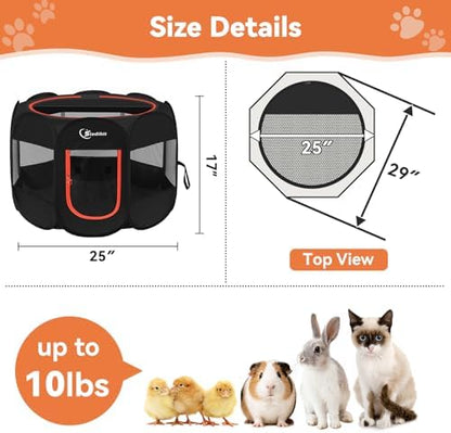 Siedihit Black Dog Cat Playpen, Puppy Pet Playpen Indoor for Small Dog