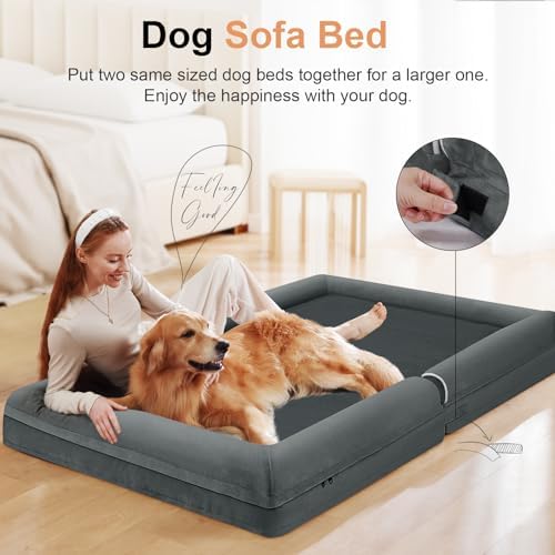 NANUYA Orthopedic Dog Bed for XX-Large Dogs, 44 x 34 Inch, Dark Grey
