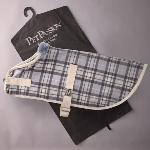 Pet Passion Preston II - The Polar Fleece Coat, Recycled Polar Fleece Warm Dog Jacket for Cold Weather for Small, Medium, Large Dogs, Gray Chesterfield Plaid, XX-Large (70-110 lbs)