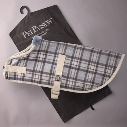 Pet Passion Preston II - The Polar Fleece Coat, Recycled Polar Fleece Warm Dog Jacket for Cold Weather for Small, Medium, Large Dogs, Gray Chesterfield Plaid, XX-Large (70-110 lbs)