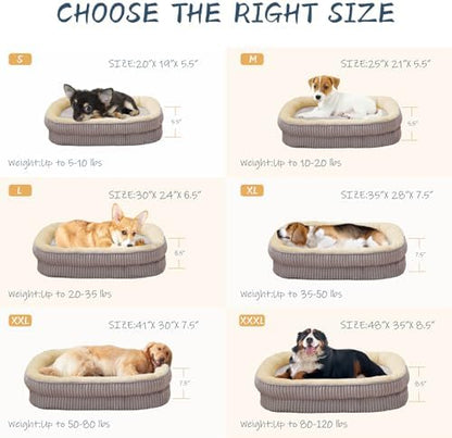Orthopedic Dog Bed for Extra Large Dogs Breeds, High Density Egg Crate Foam Dog Sofa Beds,Oval Kennel Bed, Pet Couch Bed with Four Sided Bolster, Removable Washable Cover& Non-Slip Bottom