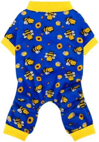 Paiaite Dog Pajamas Onesie: Comfortable Four-Legged Apparel for Small, Medium, & Large Dogs, Polyester Material for Comfort, Wrinkle Resistance, Moisture Wicking, Stretchiness Cute Bee Blue 3XL