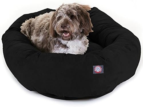 Majestic Pet Suede Calming Dog Bed, 52 Inch X-Large, Round, Washable, Black