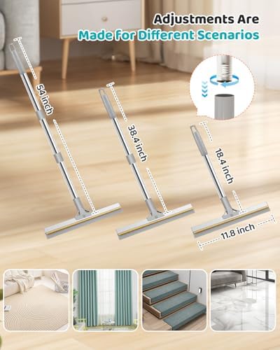 Pet Hair Remover for Carpet, 54 Inch Adjustable Long Handle Carpet Rake for Pet Hair Removal, 3 Piece Dog Hair Carpet Rake and Carpet Scraper Tool for Rugs, Couch, Stairs, Furniture