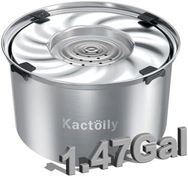 Kactoily 1.47 Gal Stainless Steel No Spill Water Bowl for Large Dogs