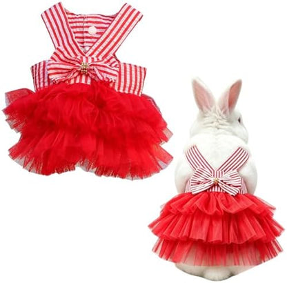 Bunny Dress Rabbit Tutu Skirt Holiday Outfit for Ferret (Red,XL)