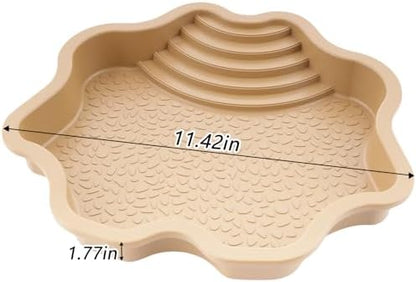 Reptile Bathing Pool with Ramp, Turtle Tortoise Water Bowl & Food Dish