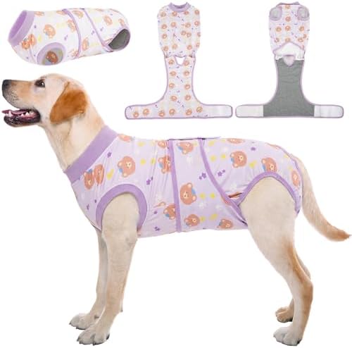 Kuoser Dog Surgery Recovery Suit, Soft Breathable Dog Recovery Suit for Female Spay Male Nueuter, Anti Licking Puppy Onesie Pet Surgical Suit for Dogs Abdominal Wounds Skin Disease, Bear 2XL