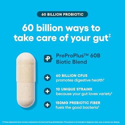 Physician's CHOICE Probiotics 60 Billion CFU - 10 Strains + Organic Prebiotics - Immune, Digestive & Gut Health - Supports Occasional Constipation, Diarrhea, Gas & Bloating - for Women & Men - 30ct