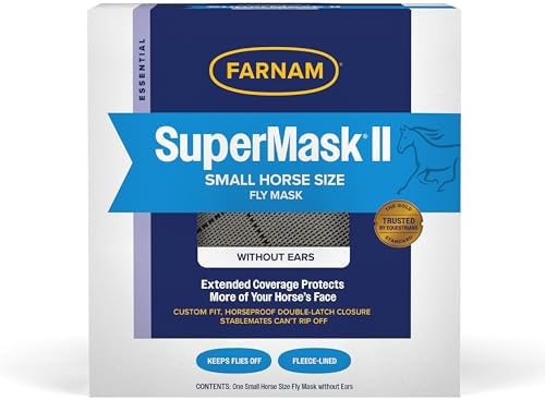 Farnam SuperMask II Horse Fly Mask Without Ears, Small Size, Color May Vary