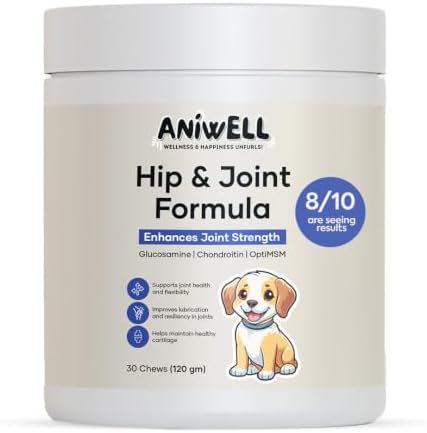 Hip and Joint Supplement for Dogs with Glucosamine Chondroitin MSM and Ashwagandha | Dog Joint Supplement Soft Chews for Mobility and Cartilage Support | for All Dog Breeds