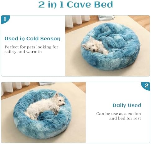 Hooded Blanket Donut Cave Bed for Small Medium Dogs and Cats