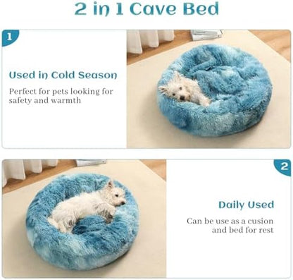 Hooded Blanket Donut Cave Bed for Small Medium Dogs and Cats