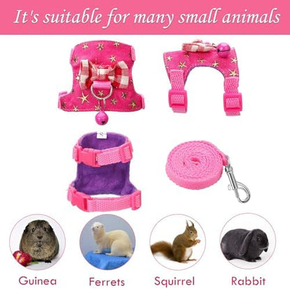SATINIOR 2 Pieces Small Hamster Harness and Leash Set,S,Blue, Pink