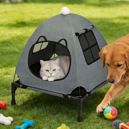Anti-Anxiety Open Elevated Pet Hammock Bed Tent House - Quick Setup