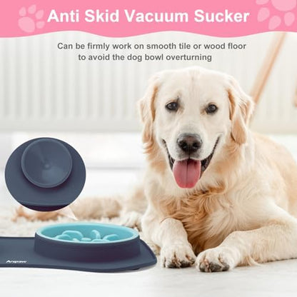 Slow Feeder Dog Bowls 3 in 1 Stainless Steel Food Water Bowl to Slow Eating