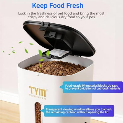Dual Automatic Cat Feeder 7L WiFi Dry Food Dispenser for 2 Cats Muti Pets