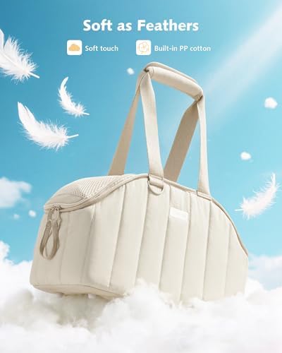 Pecute Dog Purse Carrier, Lightweight Dog Carriers for Small Dogs,Cream