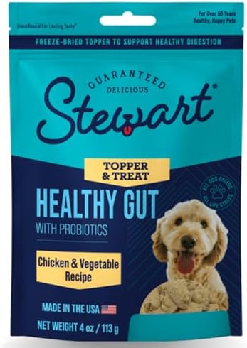 Stewart Freeze Dried Dog Treats & Food Topper, Healthy Gut Formula, 4 oz