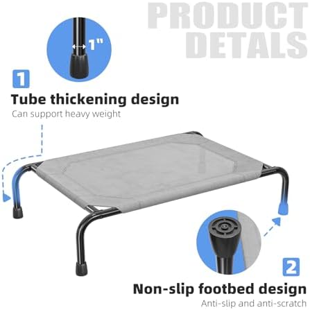 Simple Trending Raised Dog Bed for Small Dogs, Elevated Dog Cot, Grey