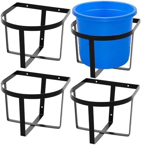Teenyyou Bucket Hangers for Horse, Metal Wall Mount, 4 Pcs, Two Strip Style