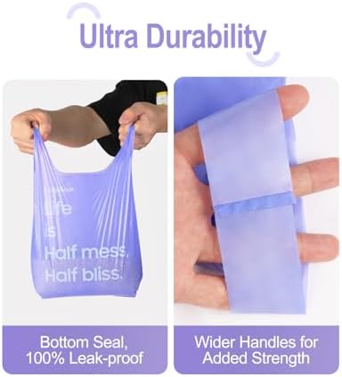 125 Count Large Cat Litter Bags Lavender Scented with Handles, Disposable Litter Bags for Pet Poop, Extra-Thick Kitty Waste Bags Easy Tie Leak-Proof Strengthen-17.7" x 11.8"