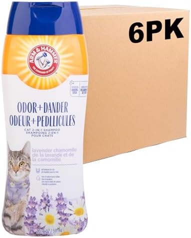 Arm & Hammer 2-in-1 Deodorizing Cat Shampoo, Lavender, 20 Fl Oz, 6-Pack