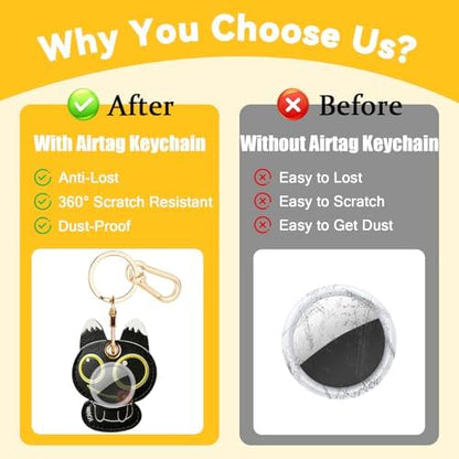 Leather Keychain Holder Case for AirTag, Cute Protective Cover for Apple Airtag KeyChain, GPS Tracker Item Finder