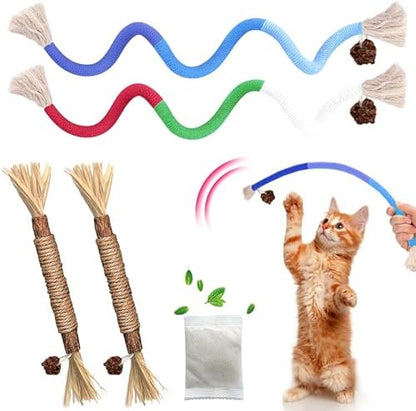 Silvervine Sticks Cat Chew Toys for Indoor Cats Dental Care Teeth Cleaning, Natural Kitten & Cat Teething Toys for Health, Catnip Toys Cat Chew Rope Suitable for All Breeds of Aggressive Chewers Cat