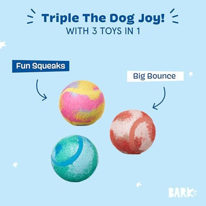 BarkBox Bath Bomb 3-in-1 Interactive Rubber Dog Toy Balls - for Dogs