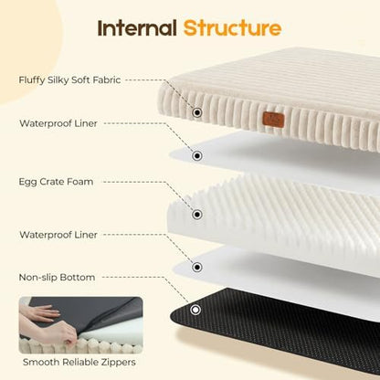 Orthopedic Dog Bed for Large Dog, Waterproof Washable Pet Bed for Crate