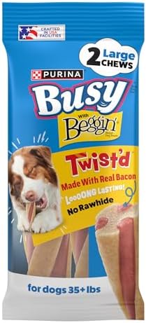 Purina Busy with Beggin Twisted Large Dog Treats, 2 ct. Pouch, Pack of 6