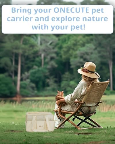ONECUTE Dog Purse Carrier for Small Dogs Rabbit cat with Large Pockets, Cotton Bag, Dog Carrier Soft Sided, Collapsible Travel Puppy Carrier (Beige Breathable, 17.0" L x 7.5" W x 12.0" H)