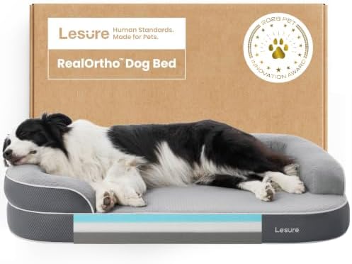 LE SURE RealOrtho™ XL 3-Layer Orthopedic Dog Beds Large Sized Dog,42" Grey