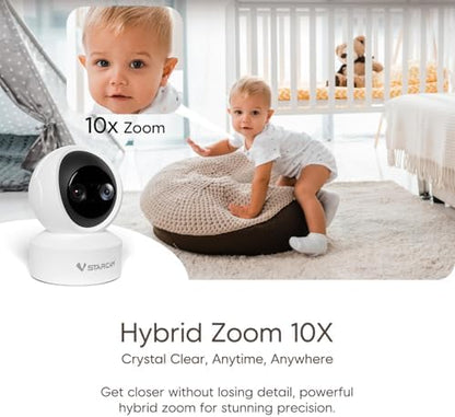 VSTARCAM Dual Lens Indoor Security Camera, 2K QHD with 10X Zomm, 360° Pan-Tilt 2.4GHz with Color Night Vision, Motion Detection, Real-time Alerts, 2-Way Audio, Cloud & SD Card Storage(up to 256GB)