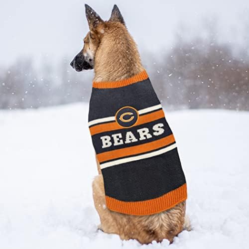 NFL Chicago Bears Dog Sweater, Size Medium. Warm and Cozy Knit Pet Sweater with NFL Team Logo, Best Puppy Sweater for Large and Small Dogs