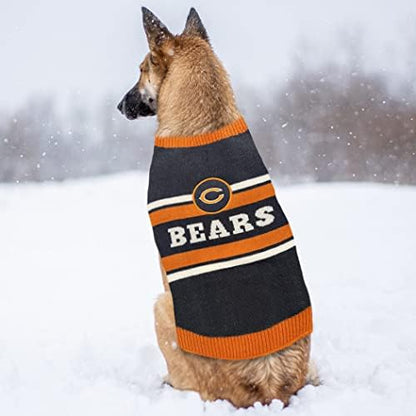 NFL Chicago Bears Dog Sweater, Size Medium. Warm and Cozy Knit Pet Sweater with NFL Team Logo, Best Puppy Sweater for Large and Small Dogs
