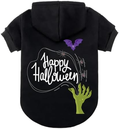EXPAWLORER Dog Hoodies for Small Medium Large Dogs,Halloween Theme Black M