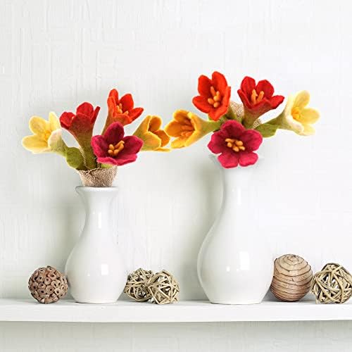 Glaciart One Felt Lily Flowers Artificial Bouquet - 5 pcs|Reusable, Washable and Essential Oil Ready Multi Color Artificial Flowers w/Bendable Wire Stem |Great as Gift and Home or Event Decorations