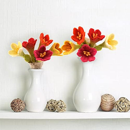 Glaciart One Felt Lily Flowers Artificial Bouquet - 5 pcs|Reusable, Washable and Essential Oil Ready Multi Color Artificial Flowers w/Bendable Wire Stem |Great as Gift and Home or Event Decorations