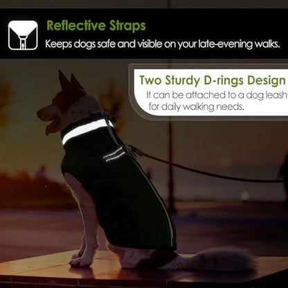 AOFITEE Dog Jacket for Large Dogs Warm Dog Winter Coats with Harness