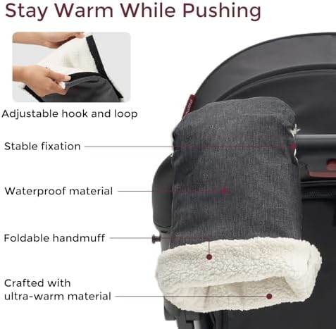 Momcozy Universal Stroller Gloves, Plush Weatherproof Winter Handmuffs