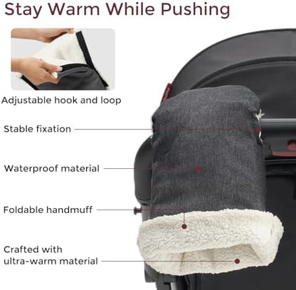 Momcozy Universal Stroller Gloves, Plush Weatherproof Winter Handmuffs