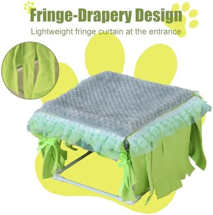 MiOYOOW Guinea Pig Hideout, Small Animal Sleeping Bed Hamster Hiding House with Fringe Curtain for Dwarf Rabbit Guinea Pigs Sugar Gliders Hamsters