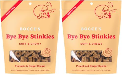 Bocce's Bakery Digestive Support Dog Treats,Wheat-Free Pumpkin Ginger,6 oz Bag,(Pack of 2)