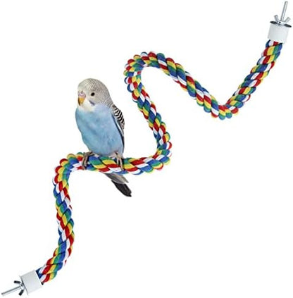 Mygeromon Bird Rope Perches Cage Climbing Accessories (31.5inch Metal nut)