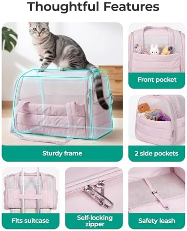 BAGSMART Cat Carrier Soft-Sided Puffy Quilted Collapsible Pet Travel Bag